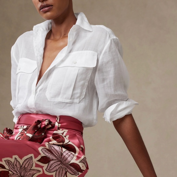 Banana Republic Tops - Banana Republic Tall Sheer Ramie Linen Shirt